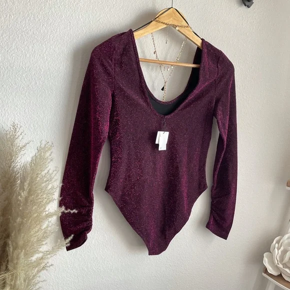 Zara Metallic Purple Bodysuit Medium - Picture 8 of 12